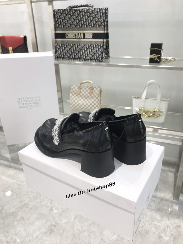 Maison Margiela MM6大頭瑪麗珍鞋 施華洛世奇水鑽 復古粗跟鞋學院風大頭娃娃單鞋 dx2009